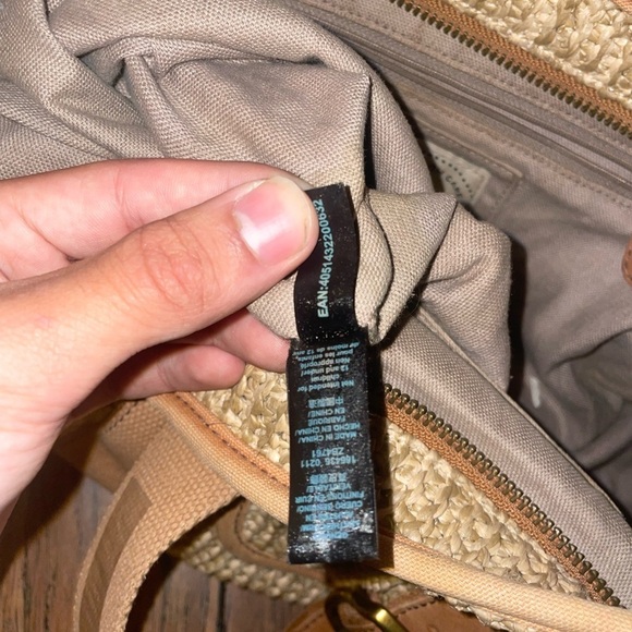 Vintage Woven tote large fossil bag straw bag leather bag canvas shoulder bag - Picture 11 of 16